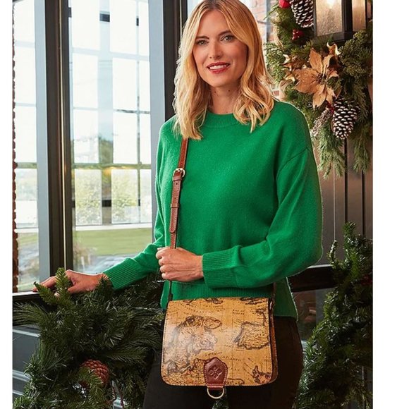 Patricia Nash Ilina Flap Crossbody Bag Vintage European Map - Picture 3 of 6